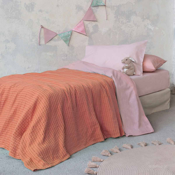 Κουβέρτα Πικέ Μονή Nima Bed Linen Habit Orange