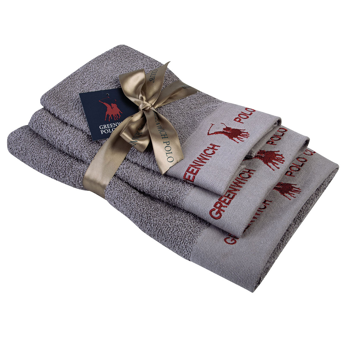 Πετσέτες Μπάνιου (Σετ 3Τμχ) Greenwich Polo Club 2667 Grey 480Gsm Home Λευκά Είδη Spitishop