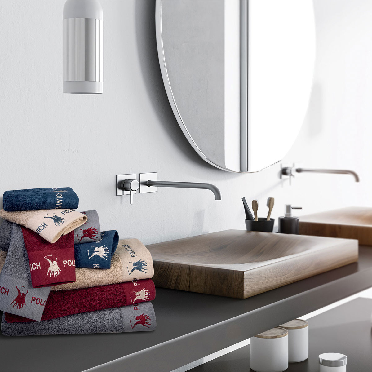 Πετσέτες Χεριών (Σετ 4Τμχ) Greenwich Polo Club 2670 Grey Bordo 480Gsm Home Λευκά Είδη Μπάνιου Spitishop