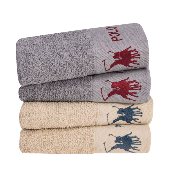 Πετσέτες Χεριών (Σετ 4τμχ) Greenwich Polo Club 2671 Ecru/Grey 480gsm