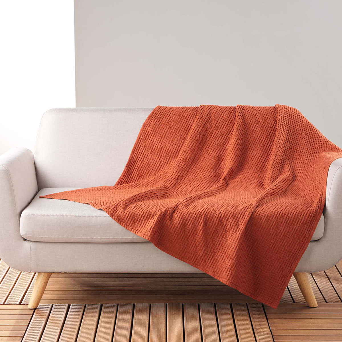 Κουβέρτα Καναπέ (125×150) L-C Gaufrette Terracota 1610057