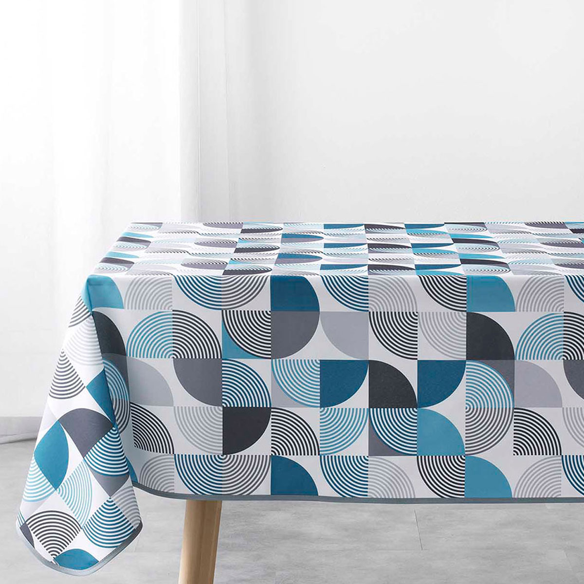 Αλέκιαστο Τραπεζομάντηλο (150X240) L-C Rythmo Bleu 1722941 Home Λευκά Είδη Κουζίνας & Τραπεζαρίας Τραπεζομάντηλα Spitishop