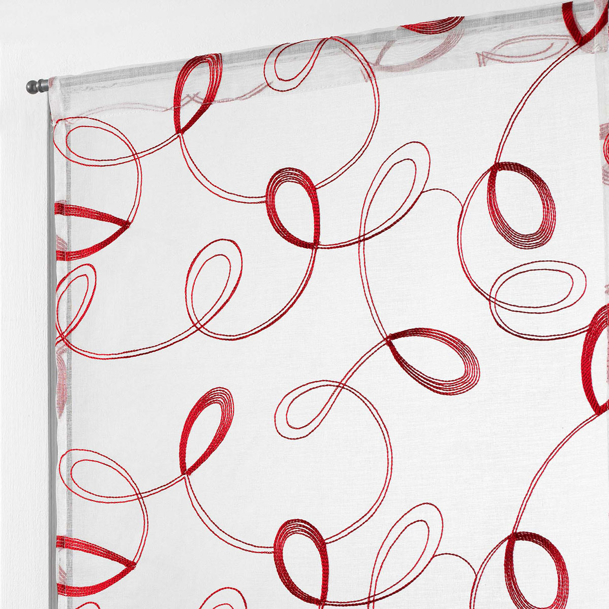 Σετ Κουρτίνες Παραθύρου (60X120) με Τούνελ L-C Hoops Voilage Rouge 1626975 Home Κουζίνας Spitishop