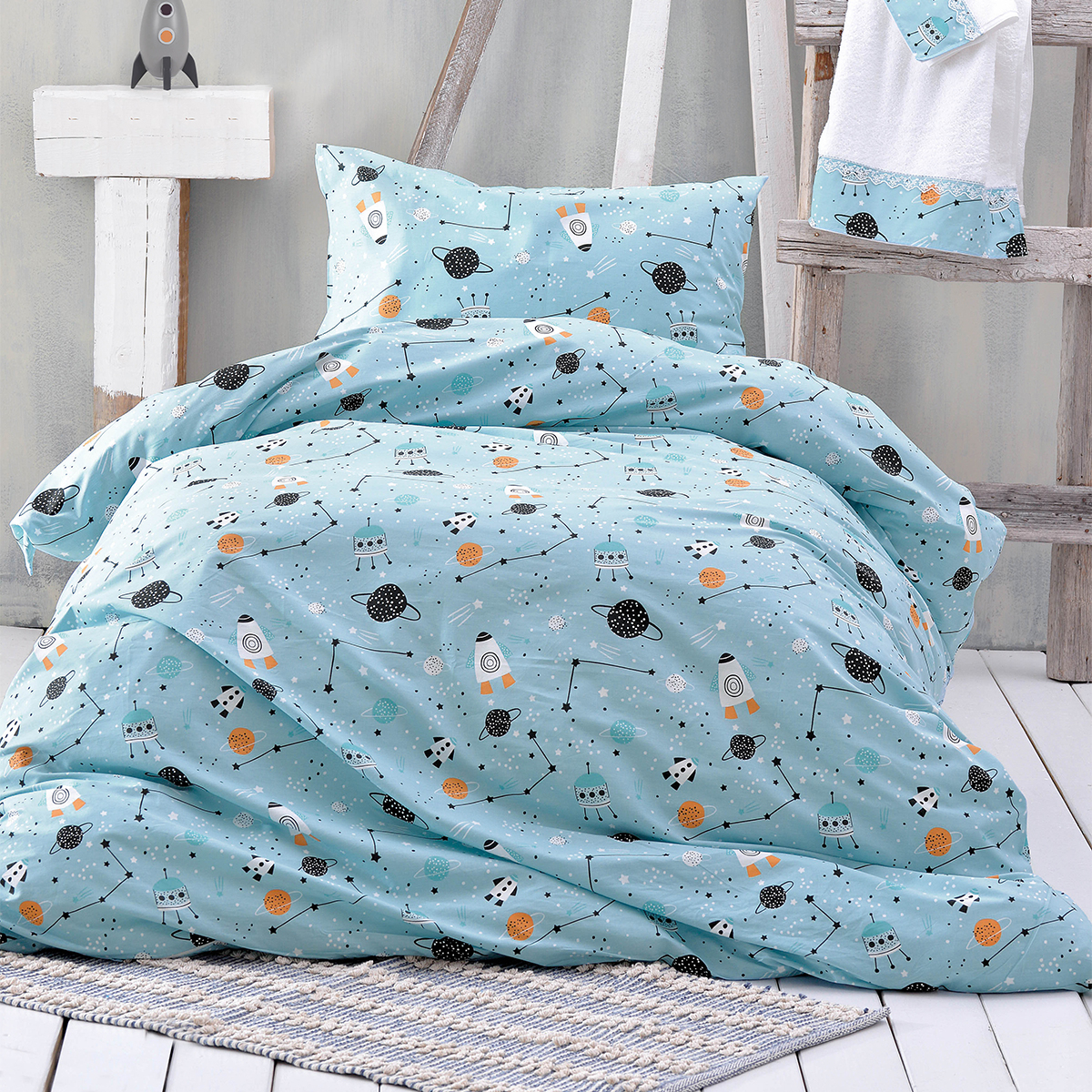 Rythmos Home Κουβερλί Μονό (Σετ 160x240) Rythmos Symbol Astroworld