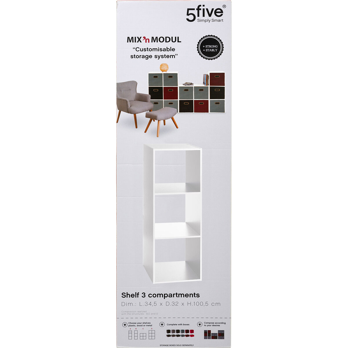 Βιβλιοθήκη Δαπέδου 3 Θέσεων (34 5X32X100 5) F-V Mix White 138907C Home Έπιπλα Βιβλιοθήκες - Ραφιέρες Spitishop