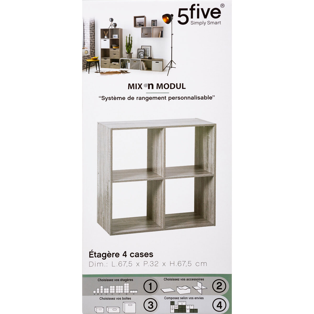Ραφιέρα Δαπέδου 4 Θέσεων (67 5X32X67 5) F-V Mix Grey 138908A Home Έπιπλα Βιβλιοθήκες - Ραφιέρες Spitishop