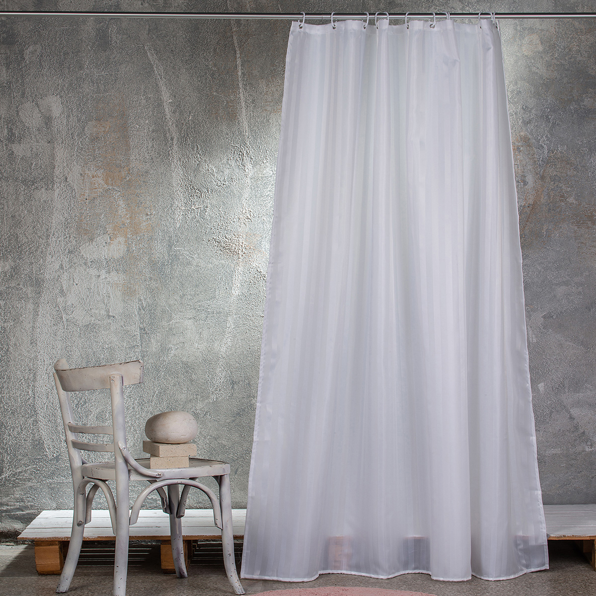 Κουρτίνα Μπάνιου (180×180) Melinen Jacquard White 202603