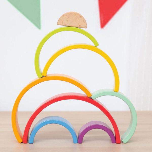 Ξύλινη Πυραμίδα Στοίβαξης Kiokids Ουράνιο Τόξο 3112