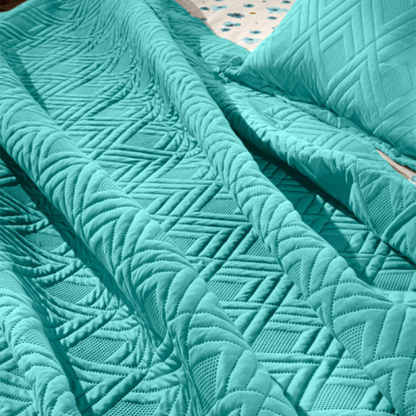 Κουβερλί Μονό (160x240) + Διακοσμητική Μαξιλαροθήκη Guy Laroche Curves Petrol