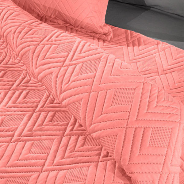 Κουβερλί Υπέρδιπλο (220x240) + Διακοσμητική Μαξιλαροθήκη Guy Laroche Curves Coral