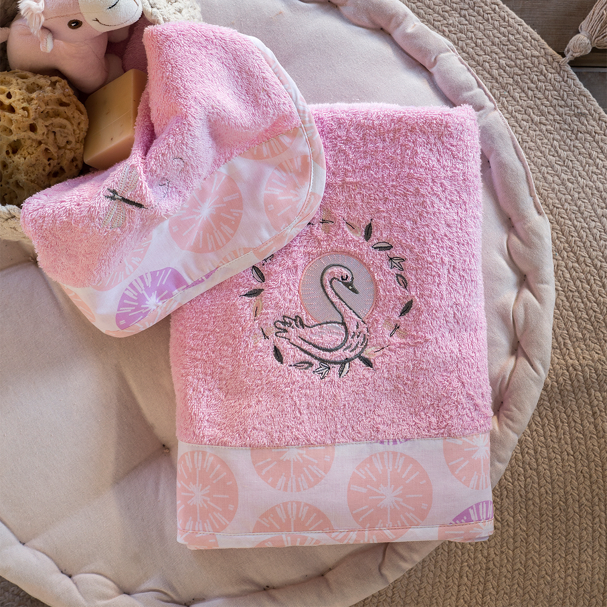 Παιδικές Πετσέτες (Σετ 2τμχ) Nima Kids Pink Swan