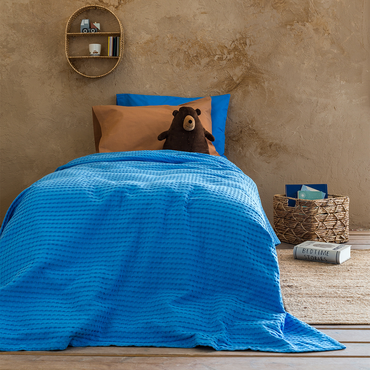 Κουβέρτα Πικέ Μονή Nima Bed Linen Habit Ocean Blue