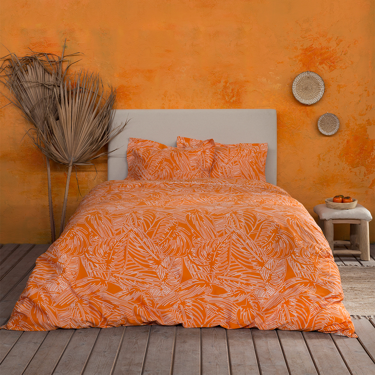 Σεντόνια King Size (Σετ) Nima Bed Linen Arbust Deep Orange ΧΩΡΙΣ ΛΑΣΤΙΧΟ 270×280 ΧΩΡΙΣ ΛΑΣΤΙΧΟ 270×280
