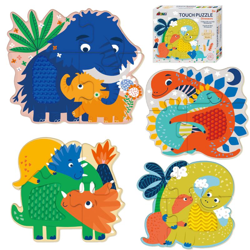 Σετ 4 Ξύλινα Παζλ Avenir Dinosaur