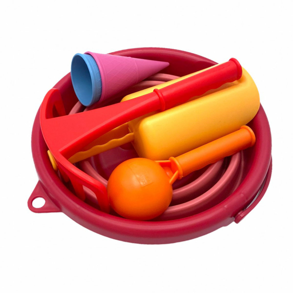 Κουβαδάκι + Φτυαράκια Παραλίας (Σετ 7τμχ) CompacToys Red