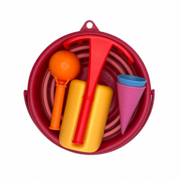 Κουβαδάκι + Φτυαράκια Παραλίας (Σετ 7τμχ) CompacToys Red