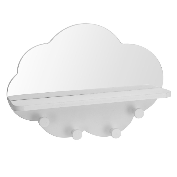 Καθρέφτης Τοίχου Με 4 Κρεμαστράκια (39x8.5x27) K-M Cloud White HZ1990160