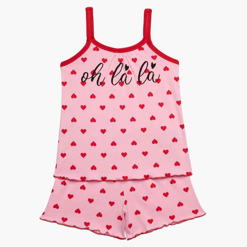 Πιτζάμα Παιδική Καλοκαιρινή Minervakia Oh La La 61965-128 Ροζ