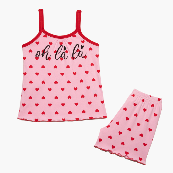 Πιτζάμα Παιδική Καλοκαιρινή Minervakia Oh La La 61965-128 Ροζ