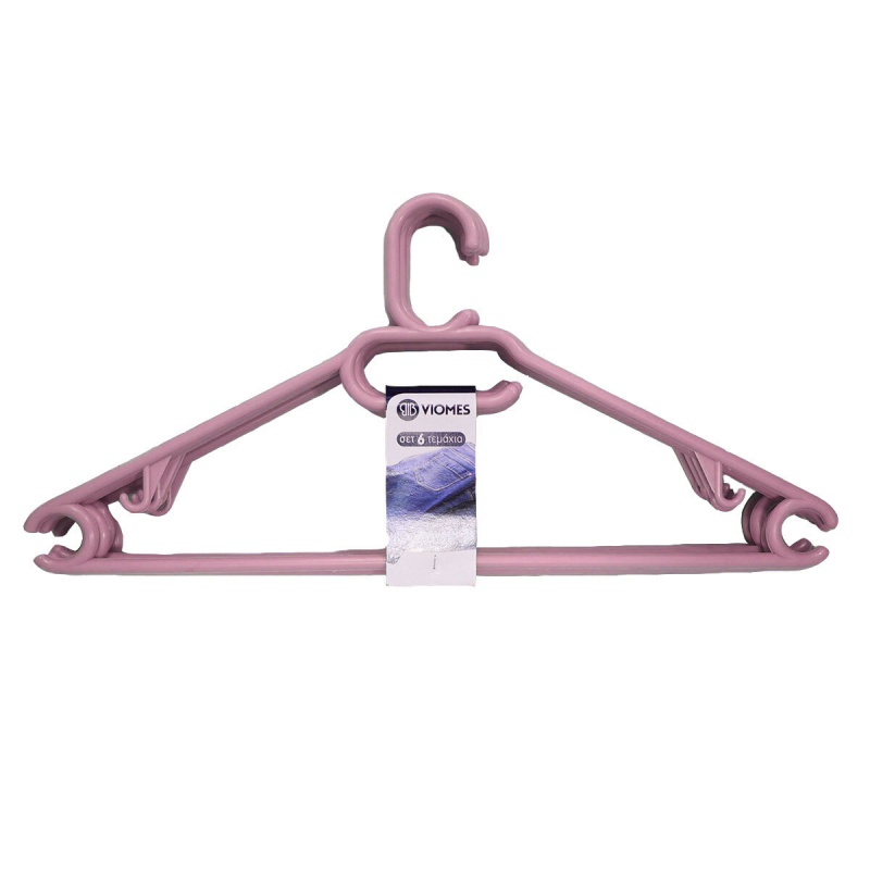 Κρεμάστρες Ρούχων (Σετ 6τμχ) Viomes 094-61 Λιλά