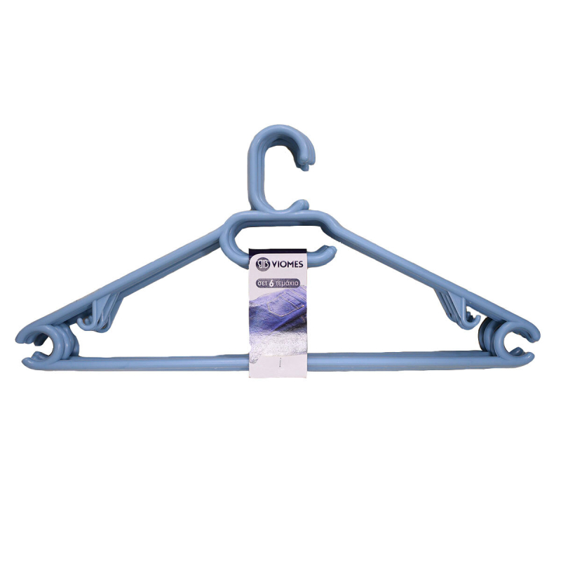 Κρεμάστρες Ρούχων (Σετ 6τμχ) Viomes 094-73 Σιέλ/Μπλε