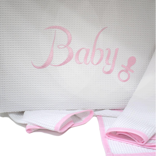 Κουβέρτα Πικέ Κούνιας (120x150) Rythmos Baby Pink