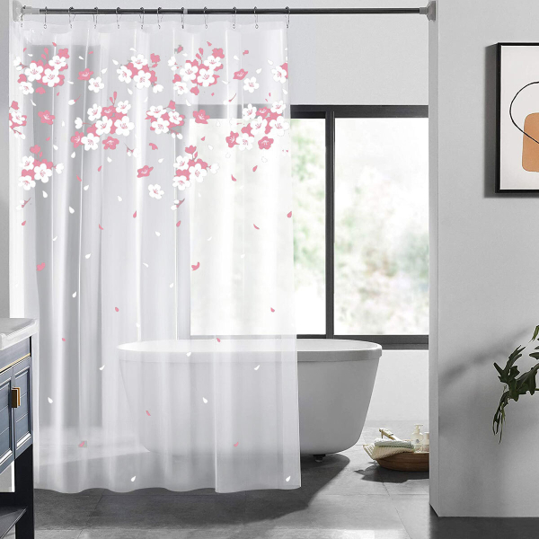 Κουρτίνα Μπάνιου Πλαστική (180x200) Με Κρίκους Estia Floral Grey 02-11680
