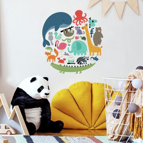 Παιδικά Αυτοκόλλητα Τοίχου RoomMates Ζωάκια-Υδρόγειος RΜΚ4115