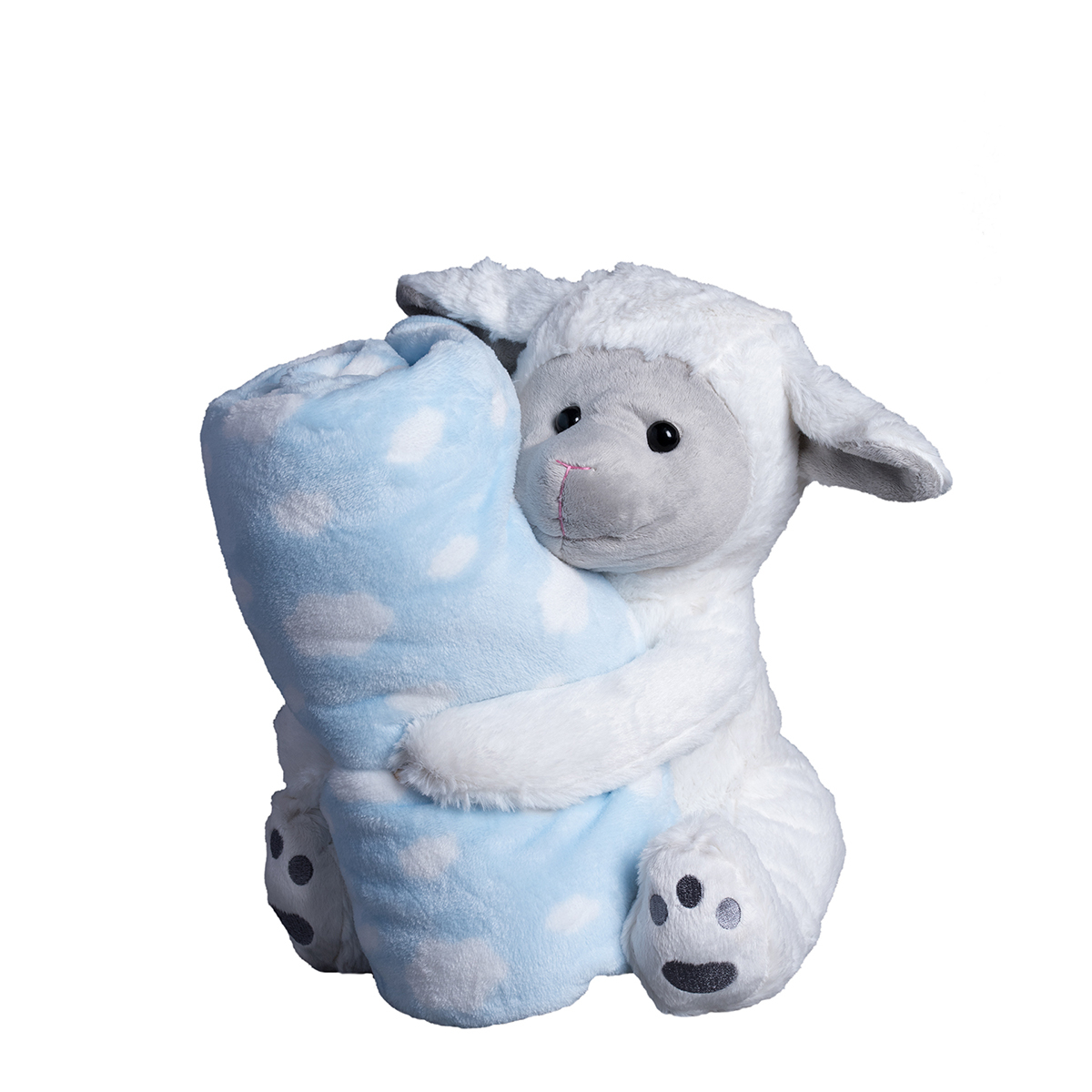 Κουβέρτα Fleece Αγκαλιάς + Λούτρινο Silk Fashion Sheep Blue