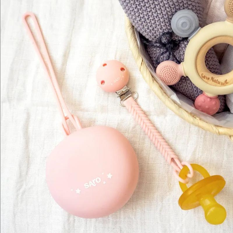 Κλιπ Πιπίλας Saro Braided Pink 14423 Home Βρεφικά Πιπίλες Spitishop