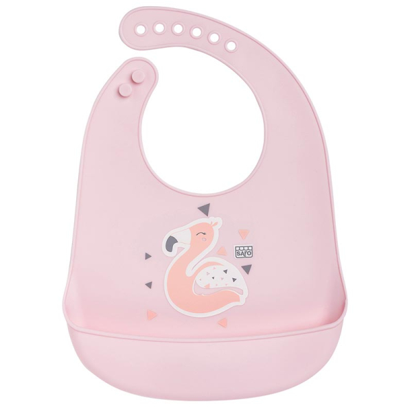 Σαλιάρα Σιλικόνης 6+ Μηνών (22.5x30) Saro Flamingo Pink 16613