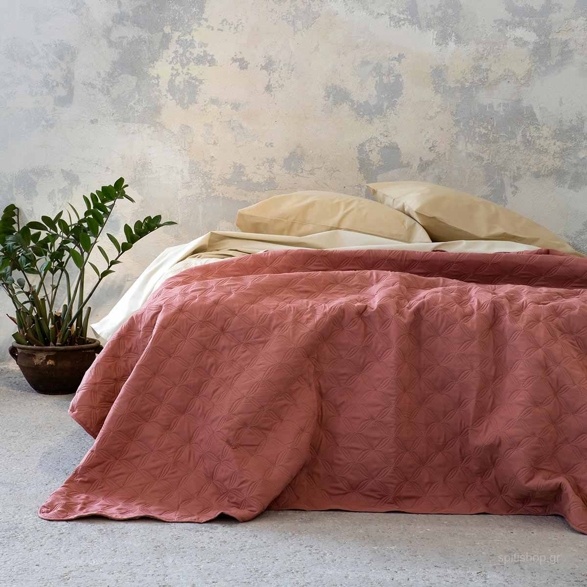Κουβερλί Υπέρδιπλο 2 Όψεων Nima Bed Linen Cuento Tan
