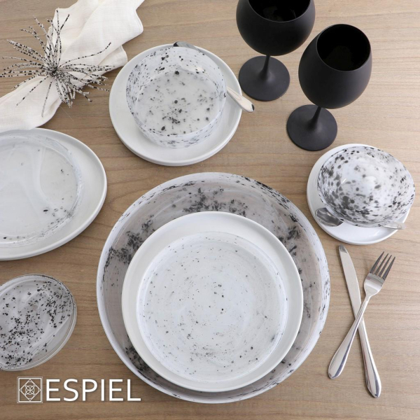 Πιάτο Γλυκού Οβάλ (15x12.5x2) Espiel Atlas Alabaster White/Black HOR1611K6