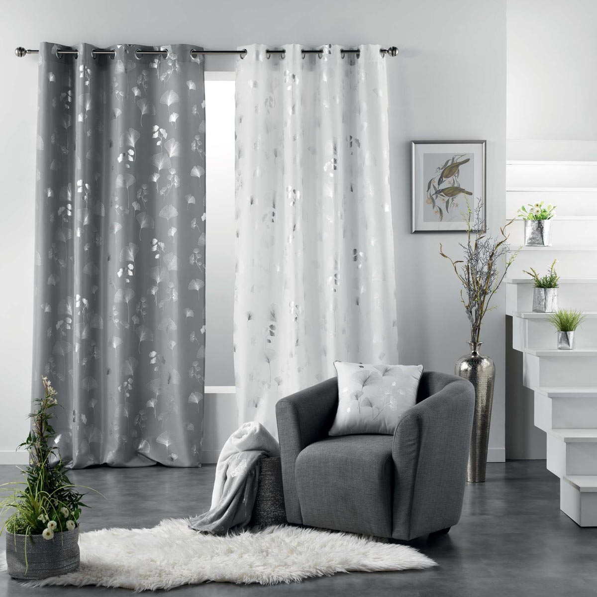 Κουρτίνα (140X260) με Τρουκς L-C Bloomy Rideau Blanc 1608987 Home Κουρτίνες Σαλονιού Spitishop