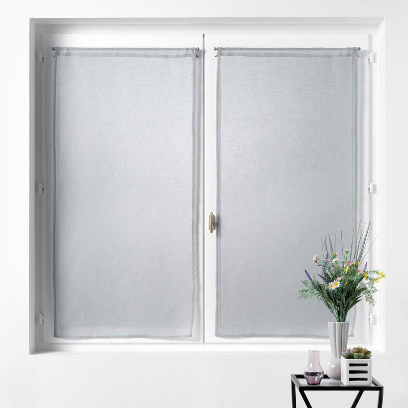 Σετ Κουρτίνες Παραθύρου (60x120) Με Τούνελ L-C Sandra Gris 1627025