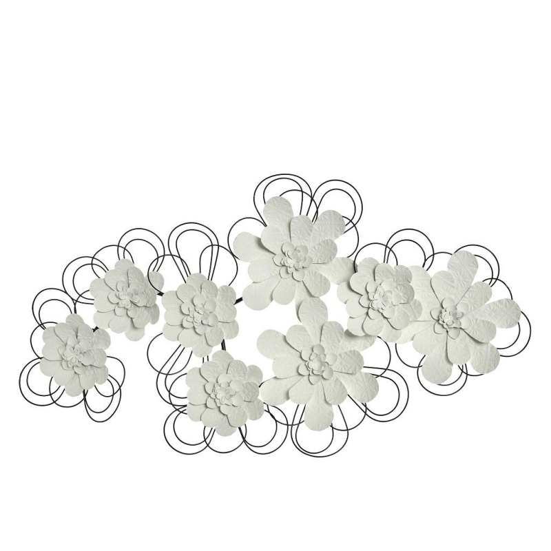 Διακοσμητικό Τοίχου (90x6.5x51) Espiel Λουλούδια Λευκά ICY202