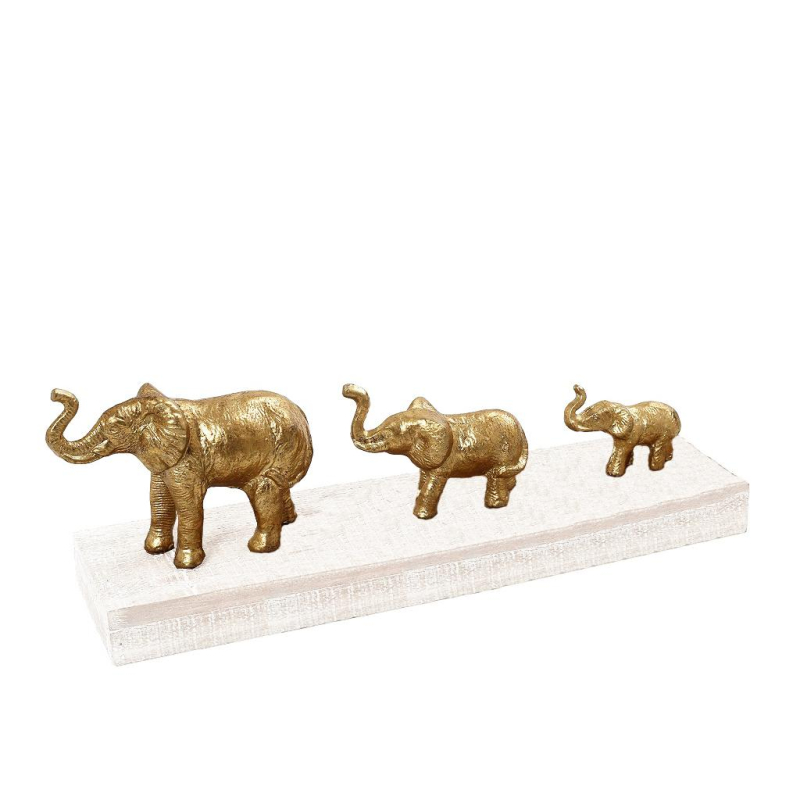 Διακοσμητική Φιγούρα Ελέφαντες (36x9x13) Espiel Χρυσοί ICY228