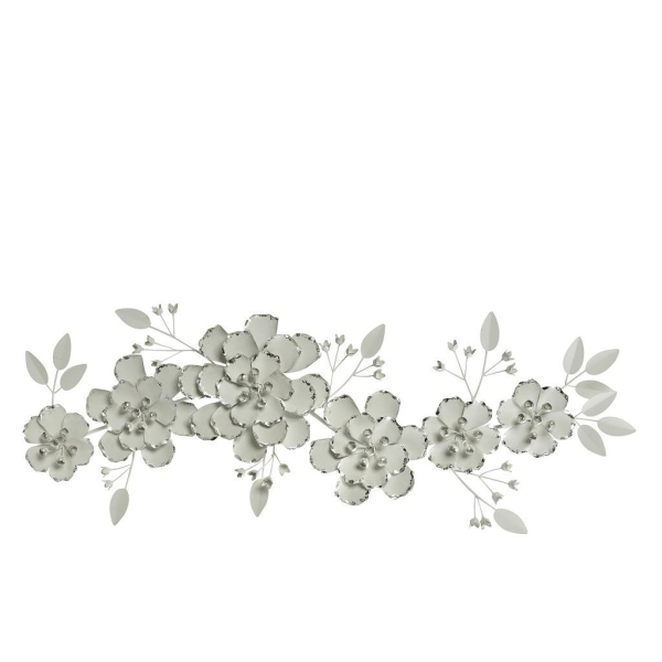 Διακοσμητικό Τοίχου (104x7x37.5) Espiel Λουλούδια Λευκά ICY229