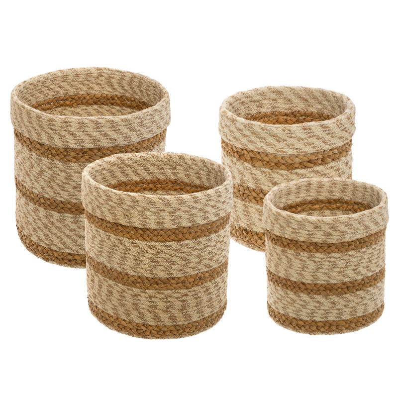 Καλάθια Αποθήκευσης (Σετ 4τμχ) A-S Striped Beige 168415