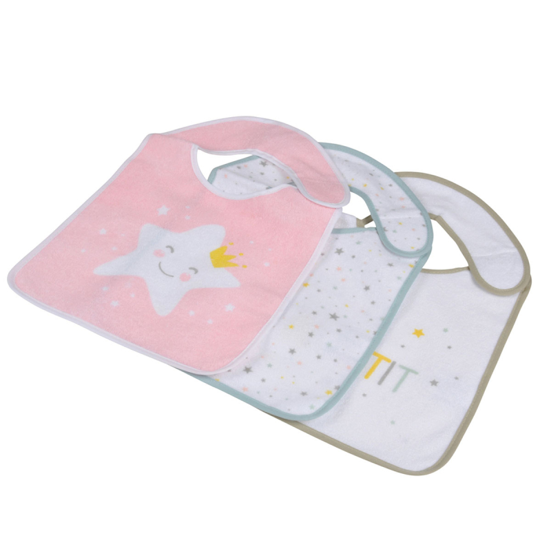 Σαλιάρες 6+ Μηνών (Σετ 3τμχ) L-C White/Pink 6REP259