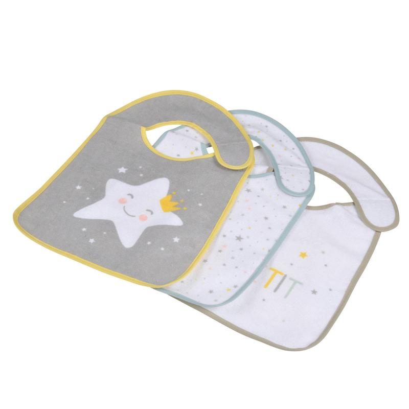 Σαλιάρες 6+ Μηνών (Σετ 3τμχ) L-C White/Grey 6REP235