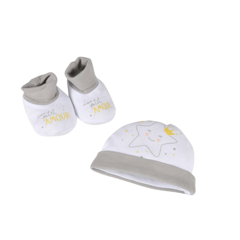 Βρεφικό Σκουφάκι + Καλτσάκια Νεογέννητου (Σετ 3τμχ) L-C Cloud 6TEX204