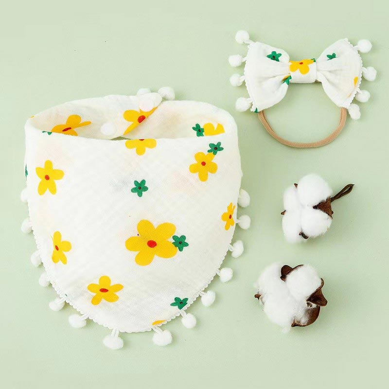 Σαλιάρα-Μπαντάνα (19x20) & Κοκαλάκι Μαλλιών Morven 22014 Κίτρινο