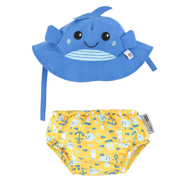 Βρεφικό Μαγιό Πάνα & Καπέλο Με Αντηλιακή Προστασία Zoocchini Whale