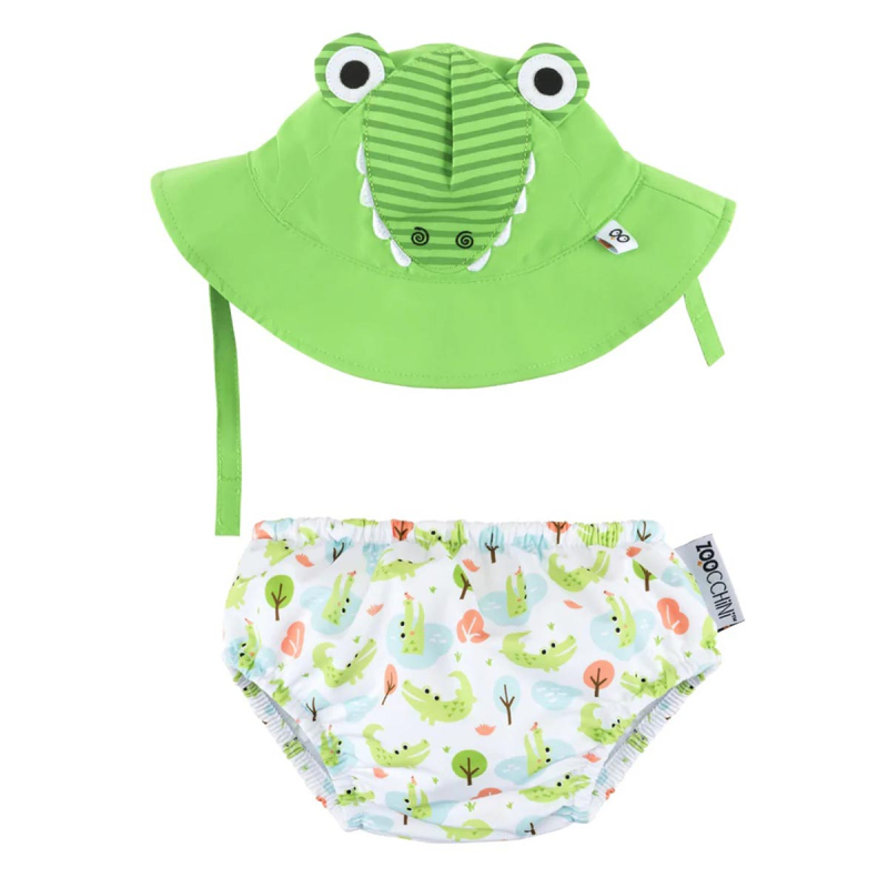 Βρεφικό Μαγιό Πάνα & Καπέλο Με Αντηλιακή Προστασία Zoocchini Alligator