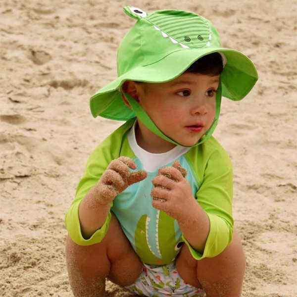 Βρεφικό Μαγιό Πάνα & Καπέλο Με Αντηλιακή Προστασία Zoocchini Alligator