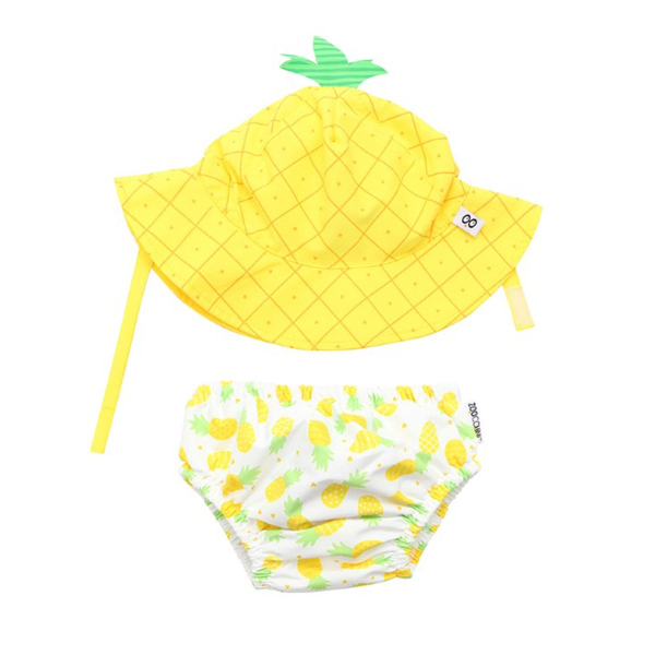 Βρεφικό Μαγιό Πάνα & Καπέλο Με Αντηλιακή Προστασία Zoocchini Pineapple