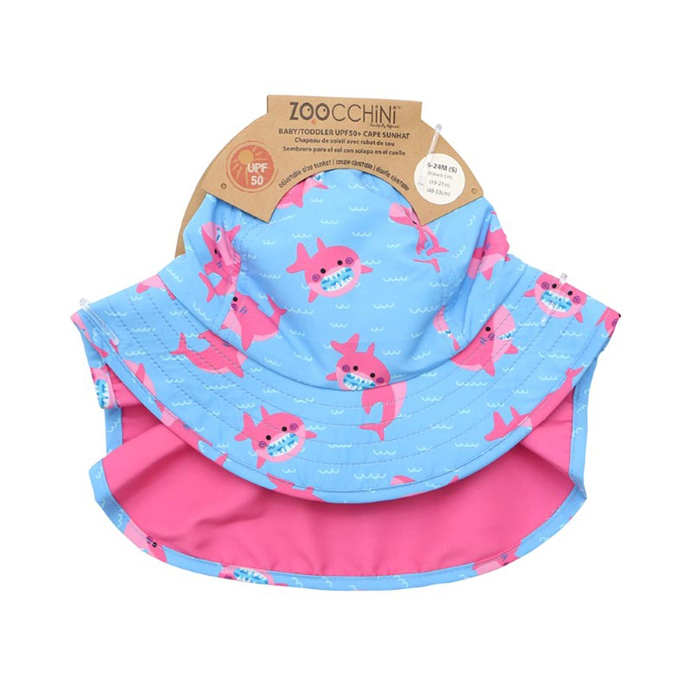 Παιδικό Καπέλο με Αντιηλιακή Προστασία Upf50 Zoocchini Pink Shark 6-24 Μηνών Home Θαλάσσης Παιδικά Είδη Καπέλα - Τσάντες Spitishop