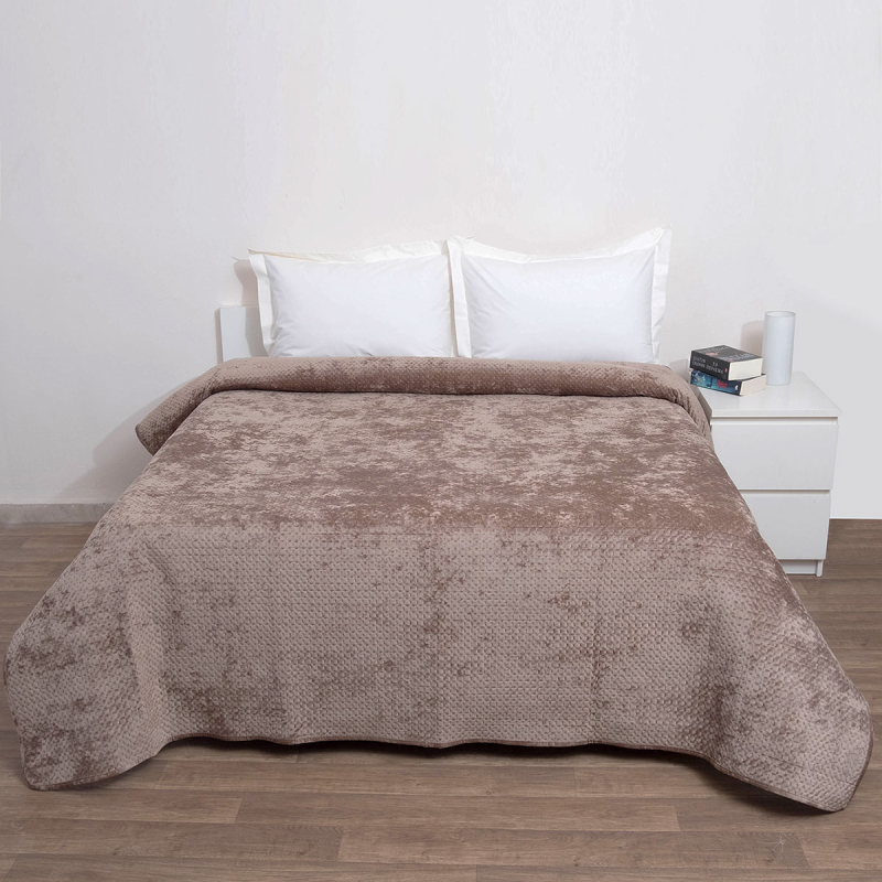 Κουβερλί Βελουτέ Μονό (160x220) Anna Riska Velvet Verona Beige
