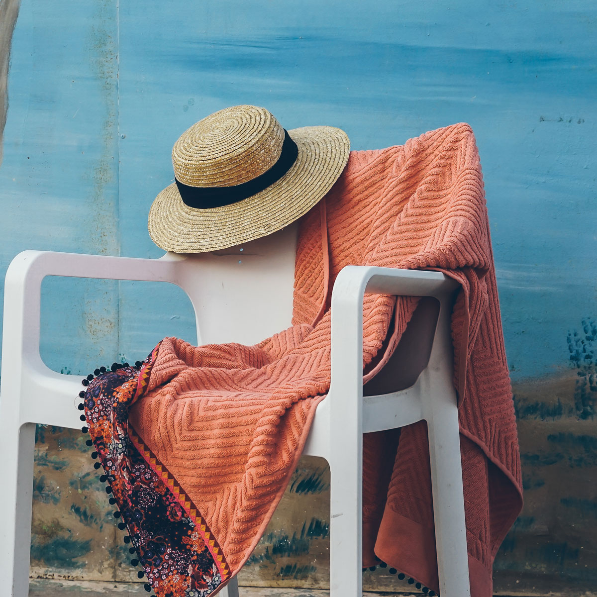 Πετσέτα Θαλάσσης (80×150) White Fabric Malai Orange